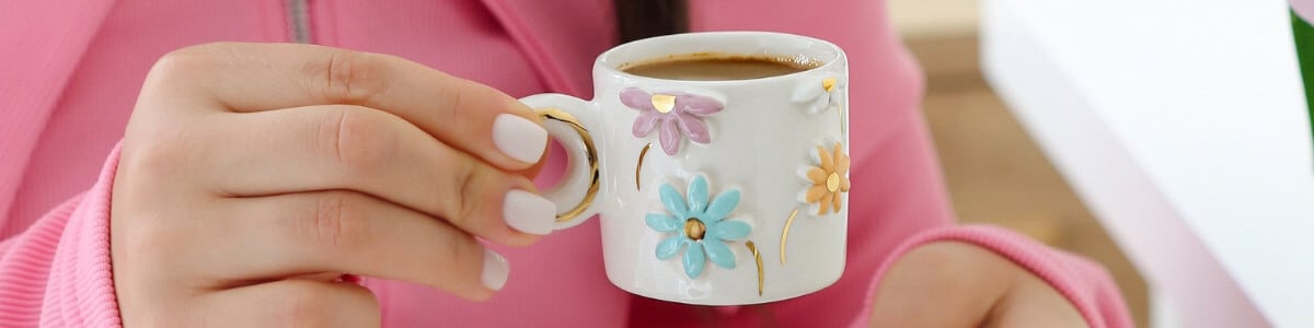 Çiçekli Fincanlar el yapımı Jalo Ceramic